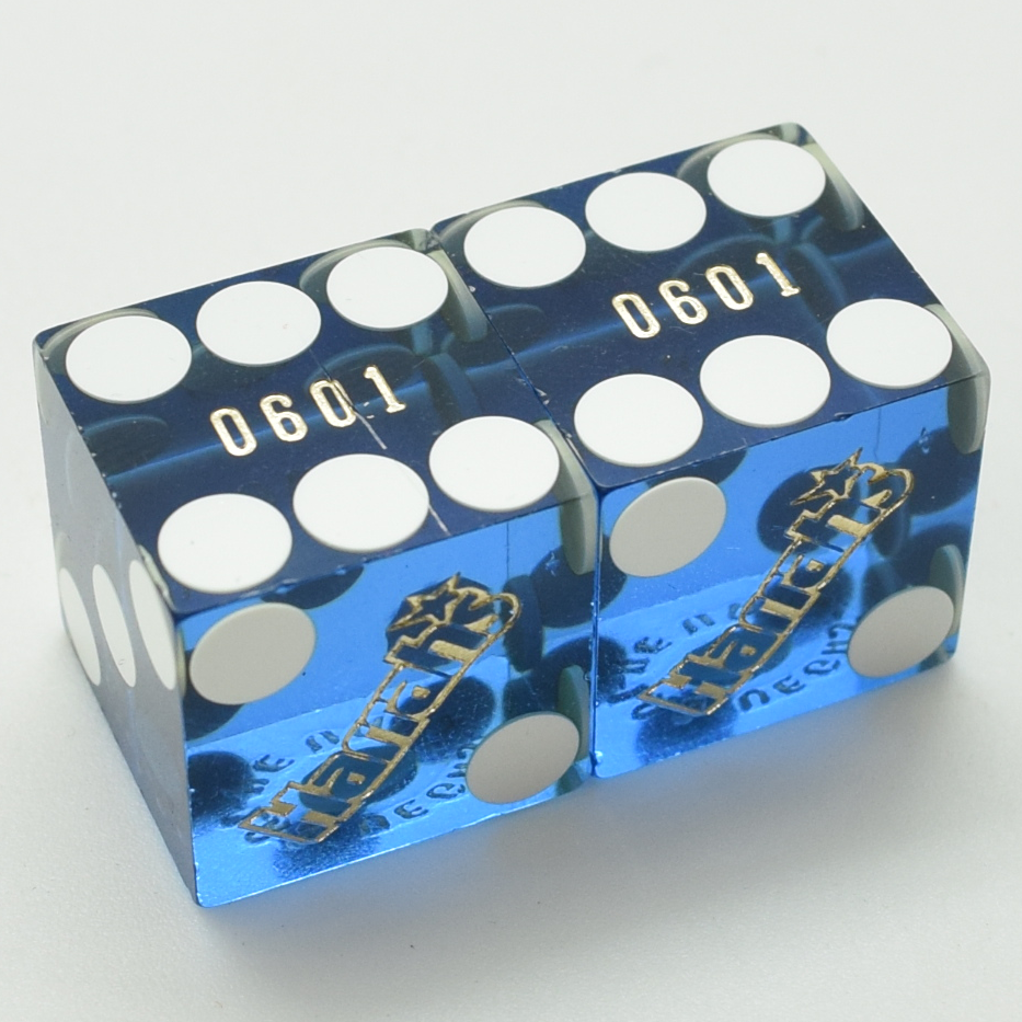 Harrah's Casino Las Vegas Nevada Blue Used Pair of Matching Number Dice