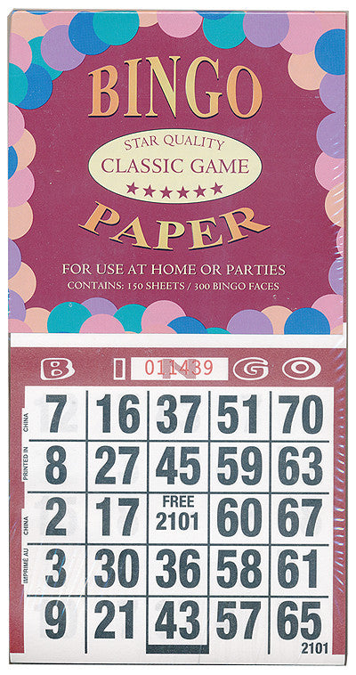 Bingo Paper Star Quality 150 Sheets - Spinettis Gaming