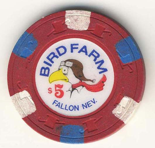 Bird Farm $5 (red 1988) Chip - Spinettis Gaming - 1