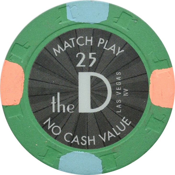 The D Casino Las Vegas Nevada $25 No Cash Value Match Play Green Chip