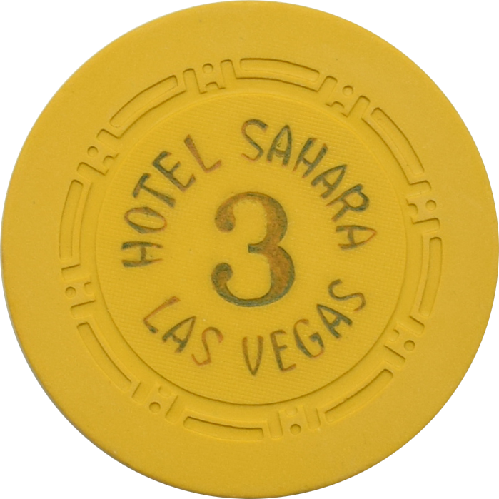 Sahara Casino Las Vegas Nevada Yellow Roulette 3 Chip 1950s