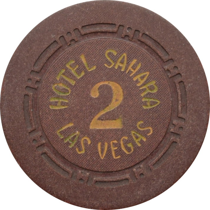 Sahara Casino Las Vegas Nevada Brown Roulette 2 Chip 1950s