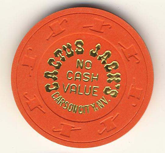 Cactus Jacks Casino no cash value (orange 1980s) Chip - Spinettis Gaming - 2
