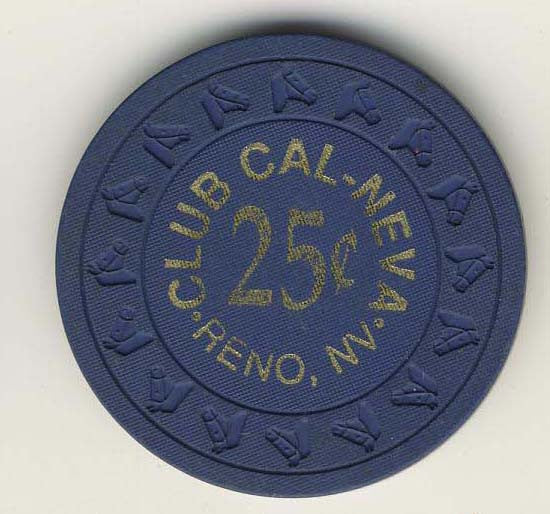 Club Cal-Neva 25 (navy 1970s) Chip - Spinettis Gaming - 2