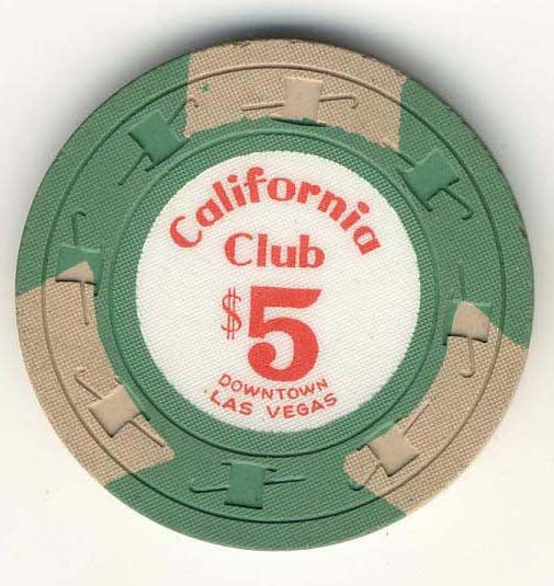 California Club $5 Green (3 beige inserts 1960s) Chip - Spinettis Gaming - 2