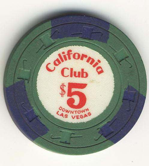 California Club $5 Green (3 navy inserts 1960s) Chip - Spinettis Gaming - 1