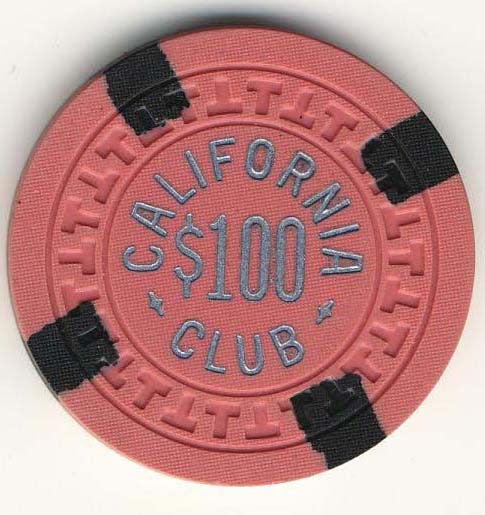 California Club $100 salmon (4-black inserts 1950s) Chip - Spinettis Gaming - 2