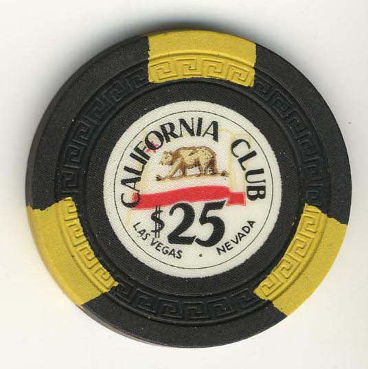 California Club $25 (black 1950s) Chip - Spinettis Gaming - 1
