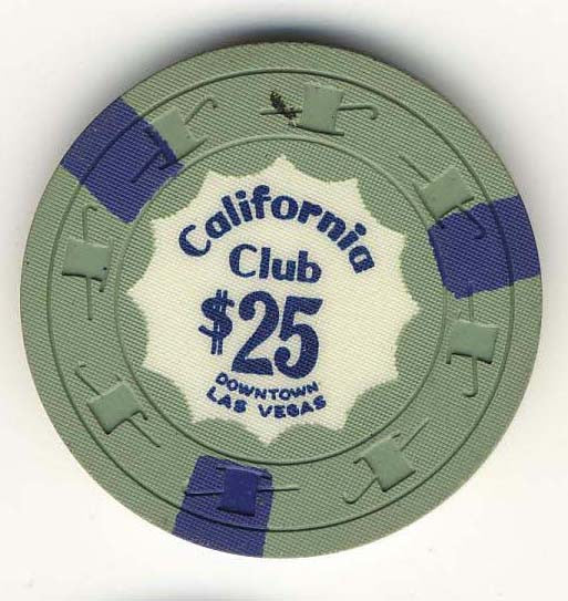 California Club $25 green (3-navy inserts 1960s) Chip - Spinettis Gaming - 1
