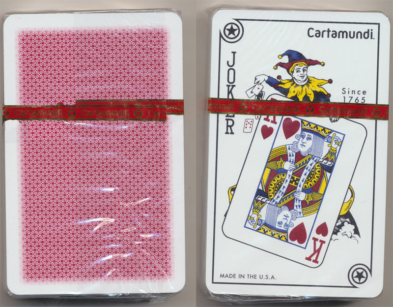 Cartamundi 100% Plastic Single Red Deck - Bridge Size - Standard Index - Casino Quality Playing Cards - Spinettis Gaming - 1