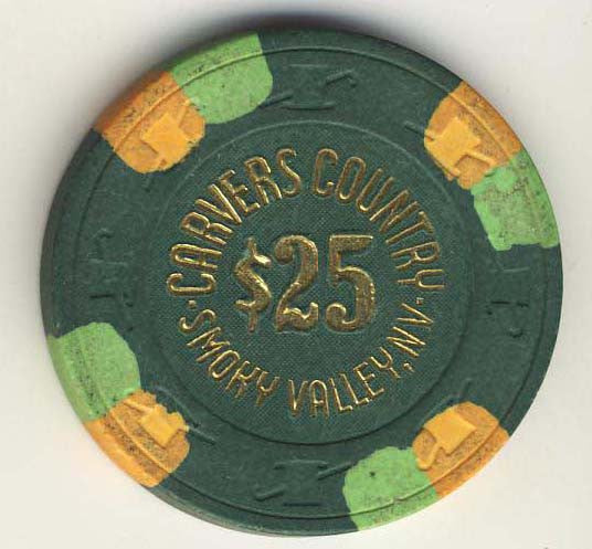 Carvers Country $25( green 1983) Chip - Spinettis Gaming - 2