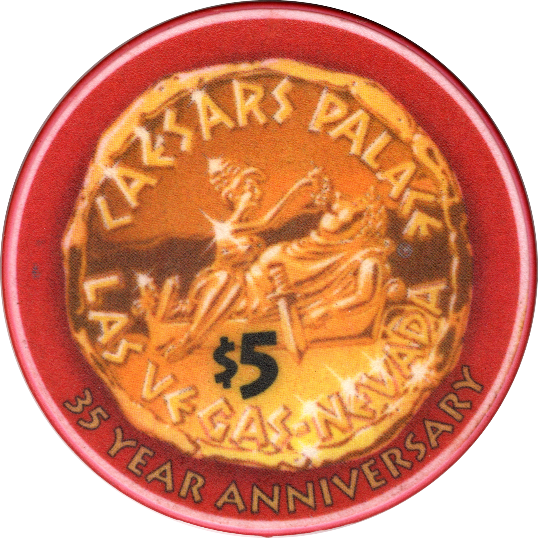 Caesars Palace Casino Las Vegas Nevada $5 35 Year Anniversary Chip