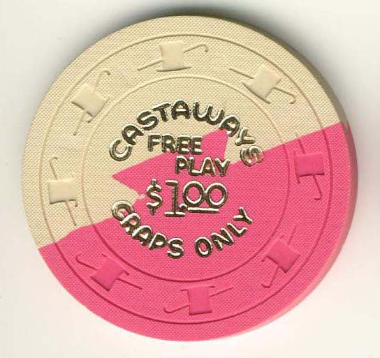 Castaways $1 (cream/pink 1963) Chip - Spinettis Gaming - 2