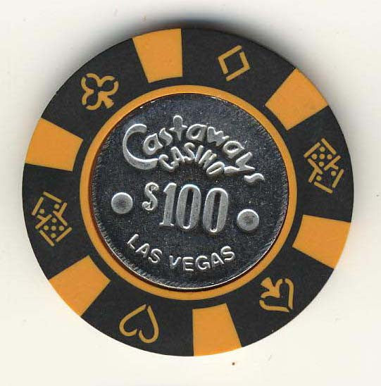 Castaways $ 100 (black coin center 1989) Chip - Spinettis Gaming - 2