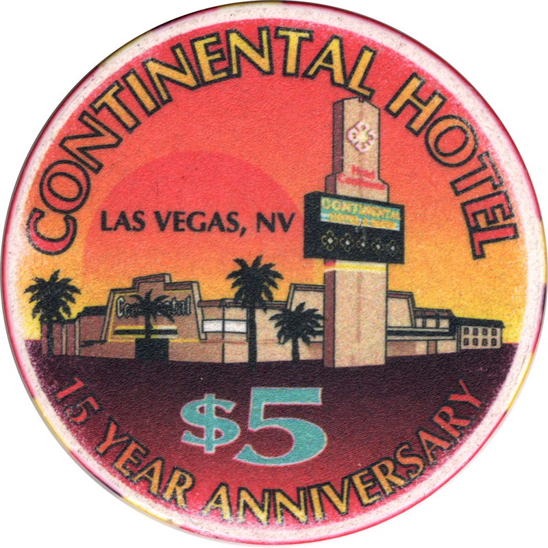 Continental Hotel Las Vegas Nevada $5 15 Year Anniversary Chip 1996