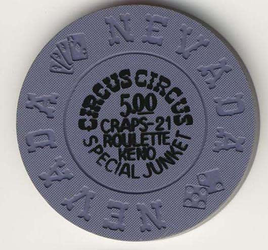 Circus Circus $5 special junket (blue/gray 1970s) Chip - Spinettis Gaming - 2