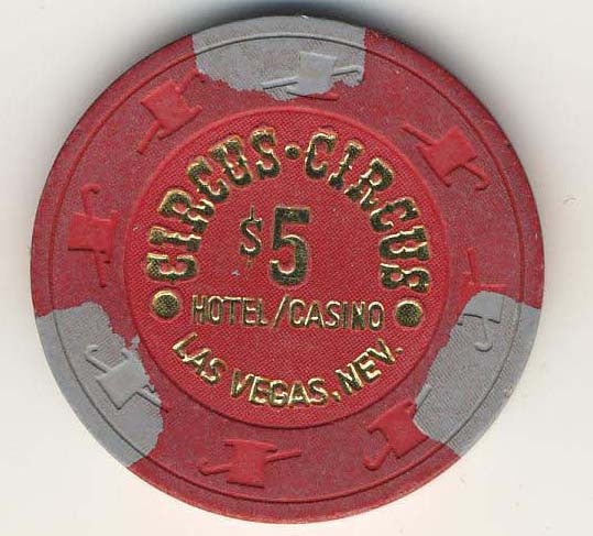 Circus Circus $5 (red 1980s) Chip - Spinettis Gaming - 2