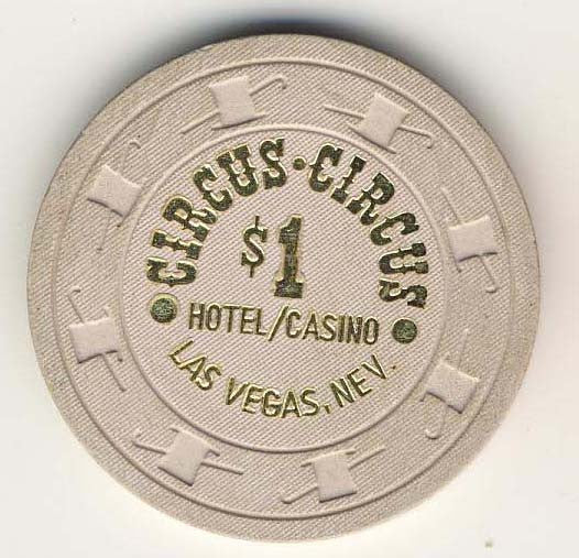 Circus Circus $1 (cream 1980s) Chip - Spinettis Gaming - 1