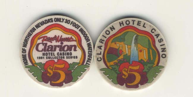 Clarion Casino $5 (white) chip - Spinettis Gaming - 1