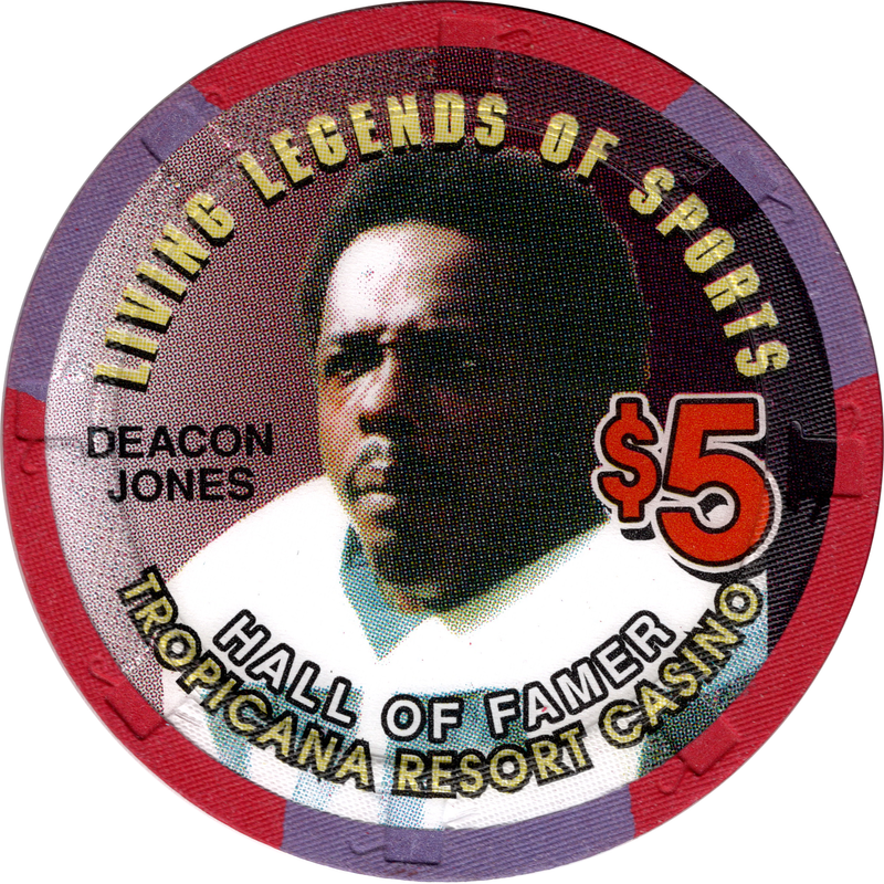 Tropicana Casino Las Vegas Nevada $5 Deacon Jones Legends of Sport Chip