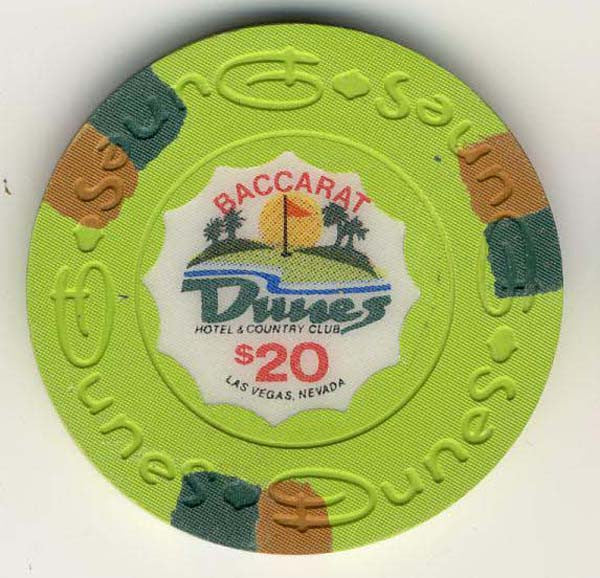Dunes $20 baccarat (green 1989) Chip - Spinettis Gaming