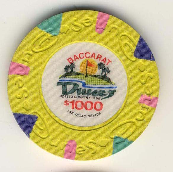 Dunes $1000 baccarat (yellow 1989) Chip - Spinettis Gaming - 1