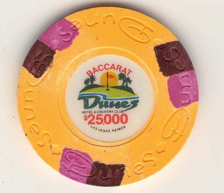 Dunes $25000 baccarat (orange 1989) Chip - Spinettis Gaming