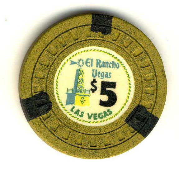El Rancho Vegas $5 (HUB mold) Chip (1960) - Spinettis Gaming - 2