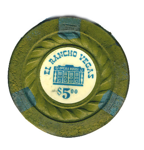 El Rancho Vegas $5 (Cord mold) Chip (1940s) Fire Damage - Spinettis Gaming - 2