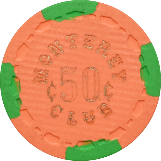 Monterey Club Casino Gardena California 50 Cent Hot Stamp Chip