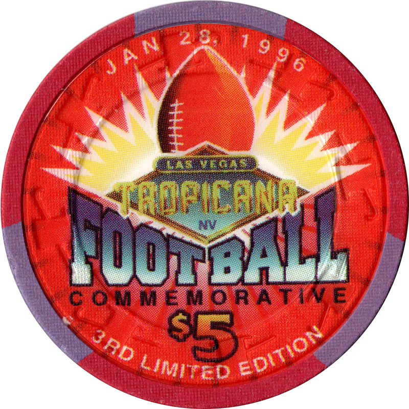 Tropicana Casino Las Vegas Nevada $5 Football Commemorative Chip 1996
