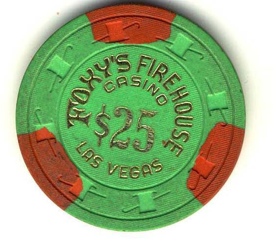 Foxys Firehouse $25 (green 1980s) chip - Spinettis Gaming - 1