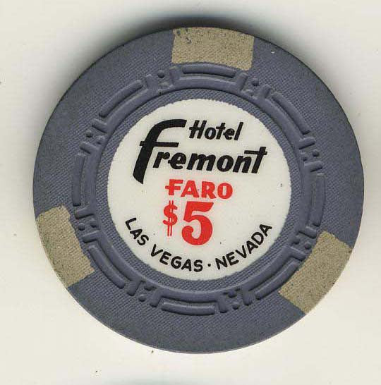 Fremont $5 (blue/gray 1960s) Faro chip - Spinettis Gaming - 1