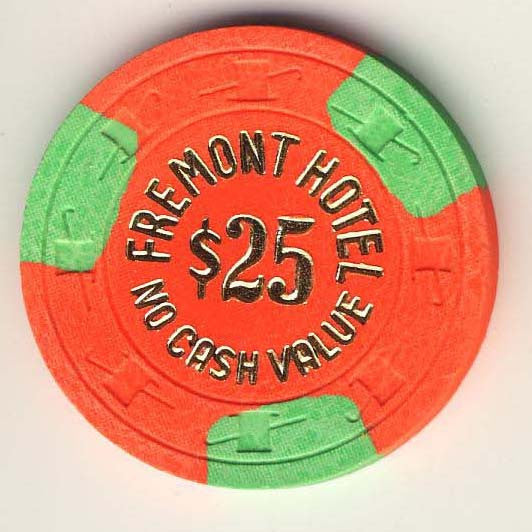 Fremont $25 (orange 1970s) chip - Spinettis Gaming - 1