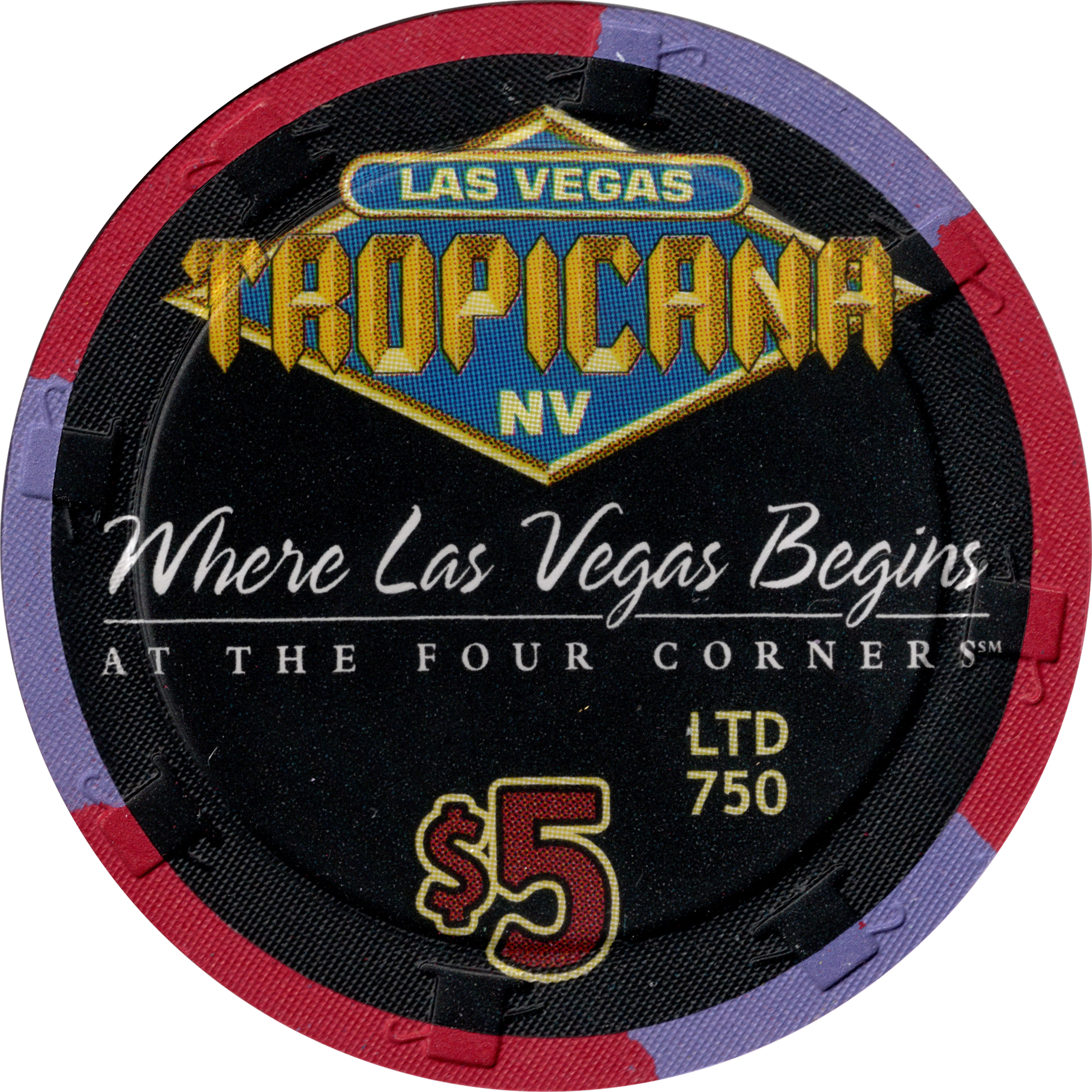 Tropicana Casino Las Vegas Nevada $5 Legends Hall of Fame Grand Opening Chip 1999