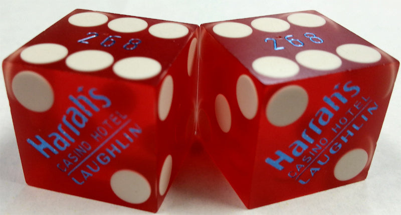 Harrah's Laughlin Used Matching Numbers Casino Red Dice, Pair - Spinettis Gaming - 1
