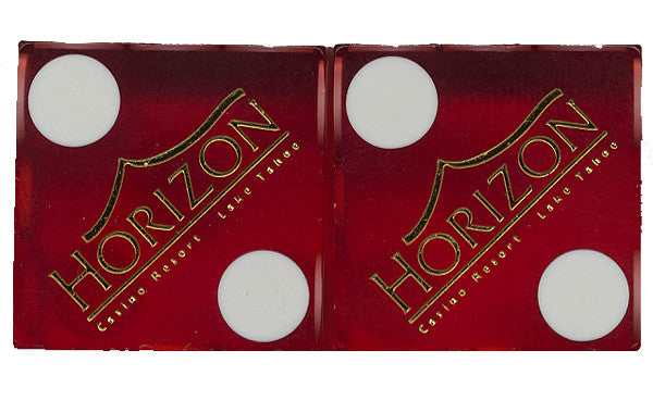 Horizon Lake Tahoe Matching Numbers Used Casino Red Dice, Pair - Spinettis Gaming - 2