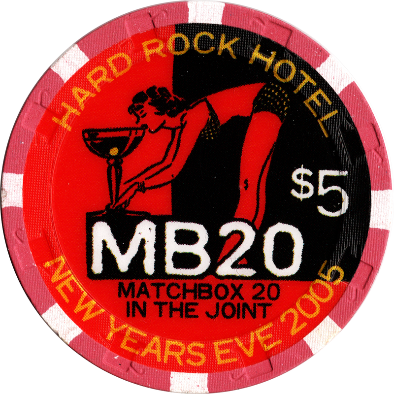 Hard Rock Casino Las Vegas Nevada $5 Matchbox Twenty New Year's Eve 2005 Chip