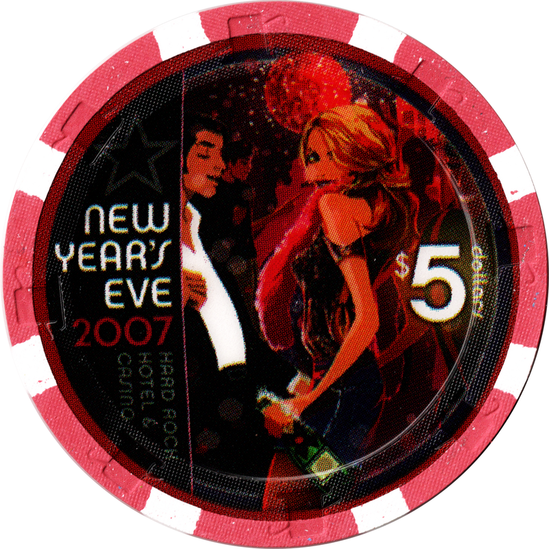 Hard Rock Casino Las Vegas Nevada $5 New Year's Eve 2007 Chip