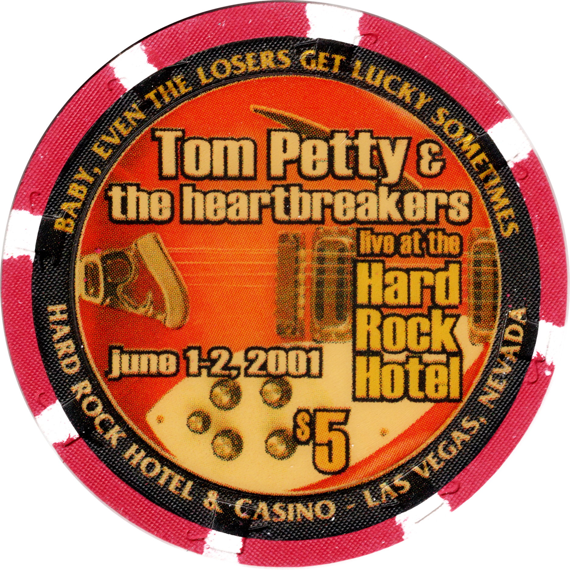 Hard Rock Casino Las Vegas Nevada $5 Tom Petty Chip 2001