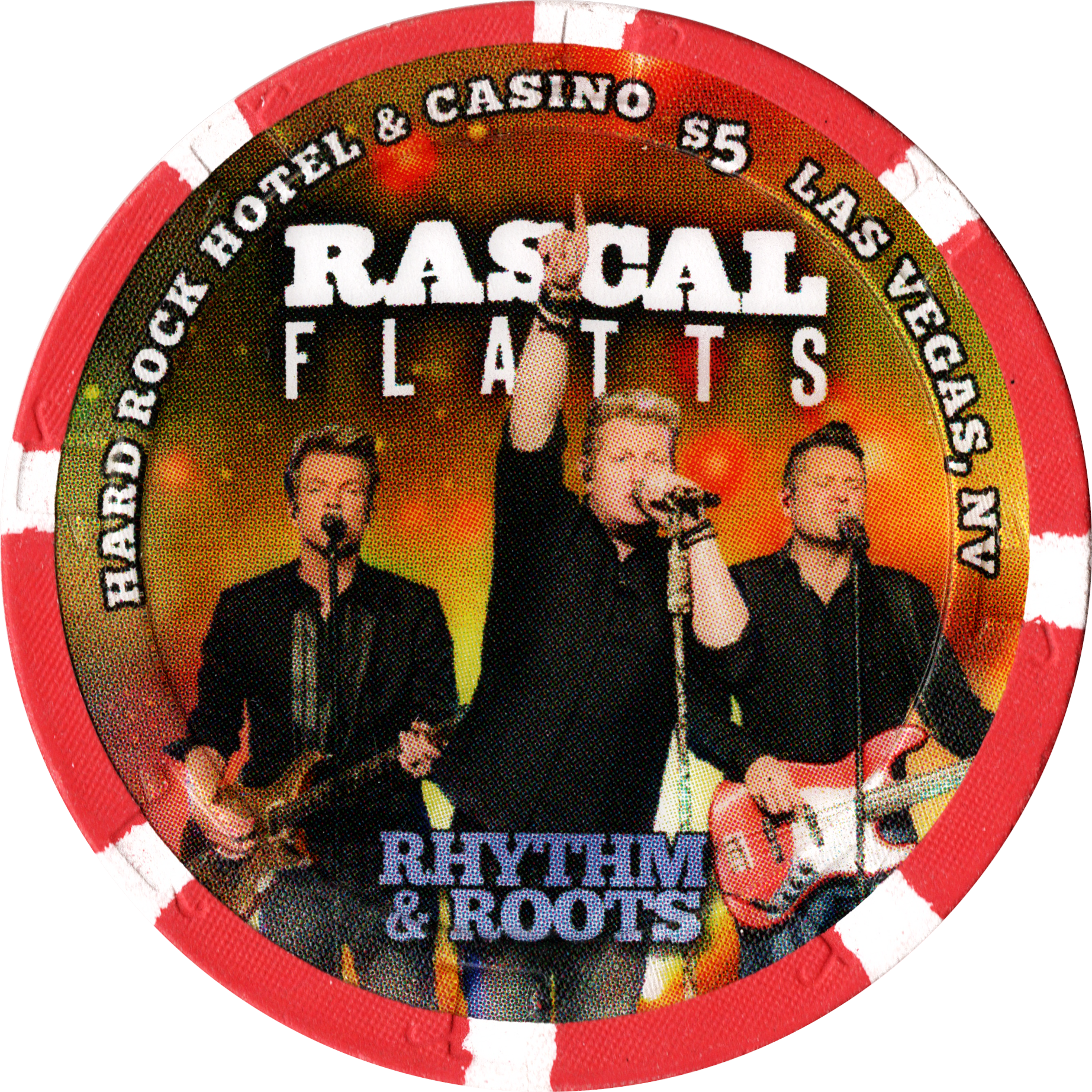 Hard Rock Casino Las Vegas Nevada $5 Rascal Flatts Chip 2016