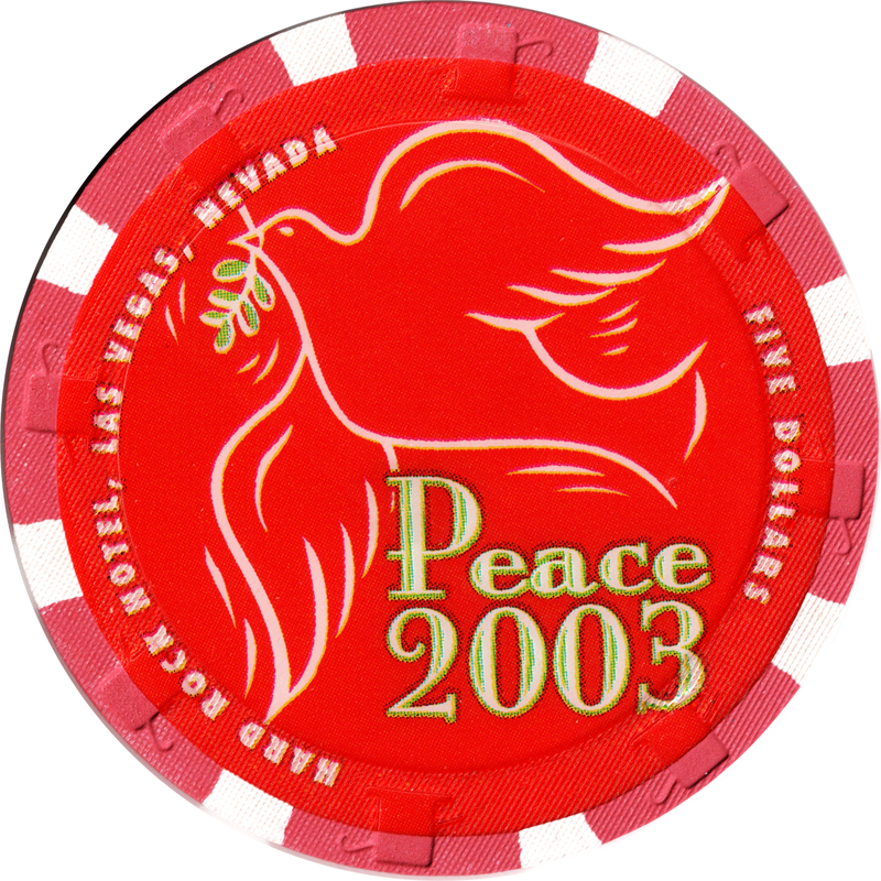Hard Rock Casino Las Vegas Nevada $5 Christmas Peace 2003 Chip