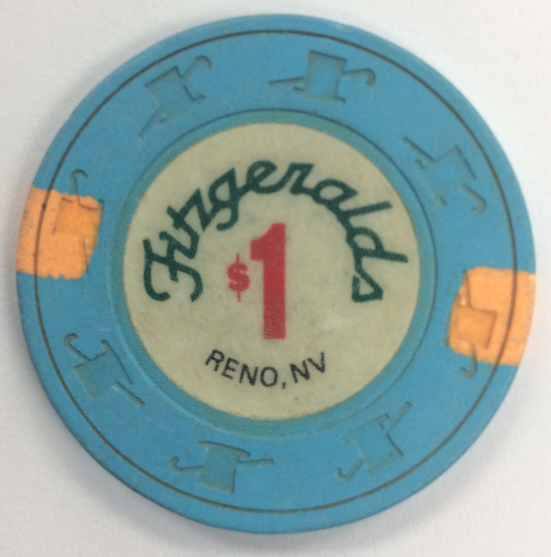 Fitzgeralds Reno $1 Casino Chip 1990's Short Cane - Spinettis Gaming