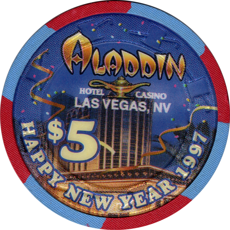 Aladdin Casino Las Vegas Nevada $5 New Year 1997 Kenny Rogers Chip