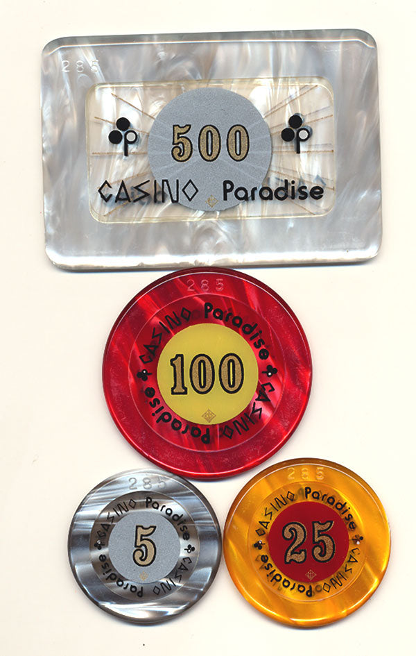 Set of 4  (Kenya Shilling) Casino Paradise Jeton Plaque From Nairobi Kenya