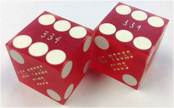 Las Vegas Club Hotel Used Matching Numbers Casino Red Dice, Pair - Spinettis Gaming - 4