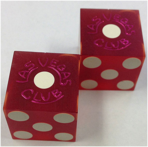Las Vegas Club Hotel Used Matching Numbers Casino Red Dice, Pair - Spinettis Gaming - 7