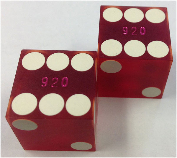 Las Vegas Club Hotel Used Matching Numbers Casino Red Dice, Pair - Spinettis Gaming - 3