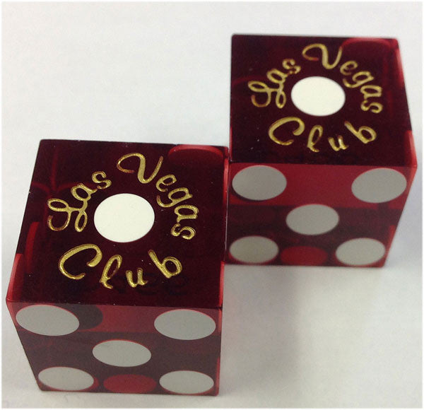 Las Vegas Club Hotel Used Matching Numbers Casino Red Dice, Pair - Spinettis Gaming - 5