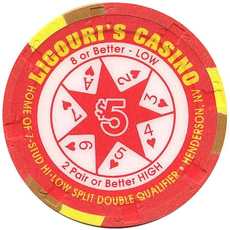 Ligouri's Casino $5 (red/yellow) chip - Spinettis Gaming - 1